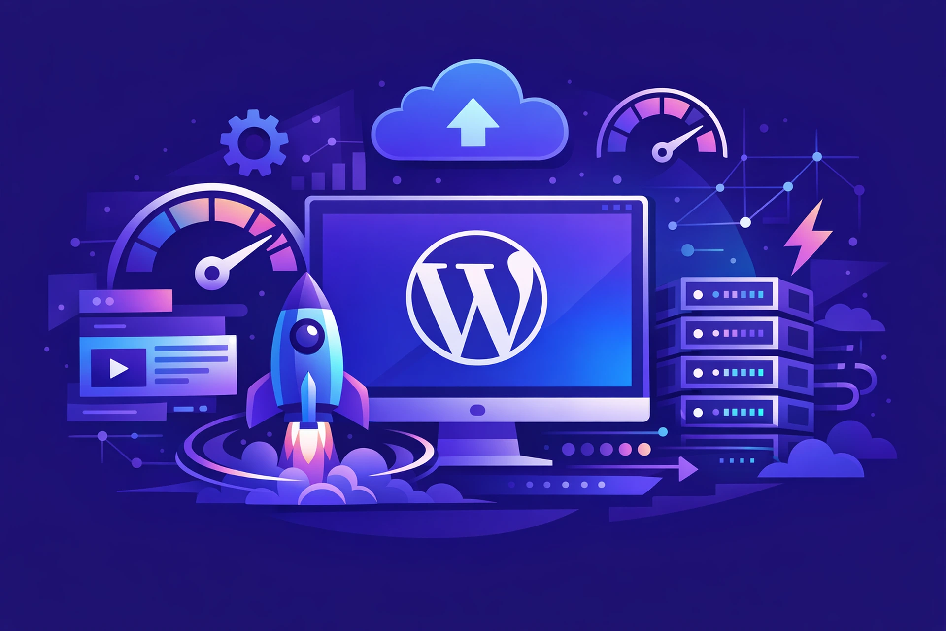 WordPress speed optimization dashboard showing fast load times and performance metrics