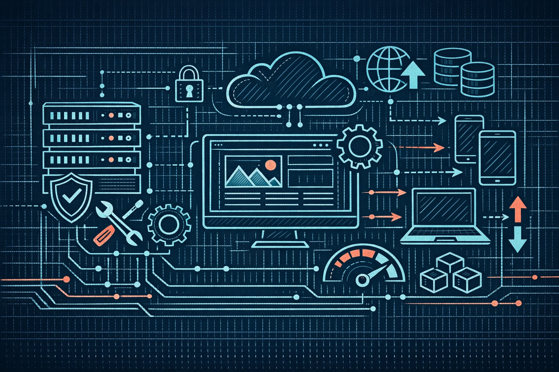 Server rack in a data center representing managed web hosting infrastructure