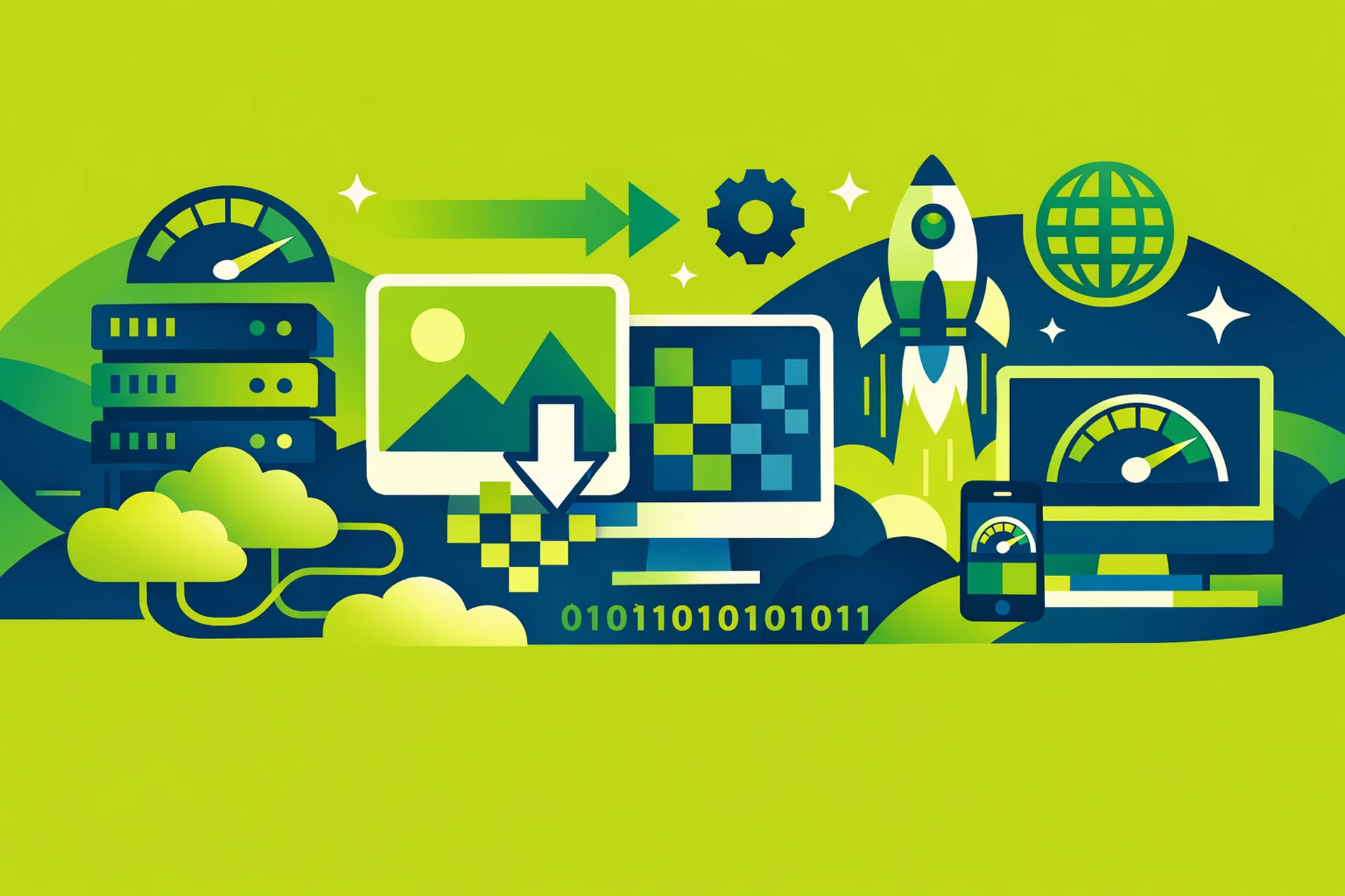 Side-by-side comparison of JPEG, WebP, and AVIF image compression formats with file size differences